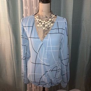 Alfani Long Sleeve Blouse 22 Light Blue